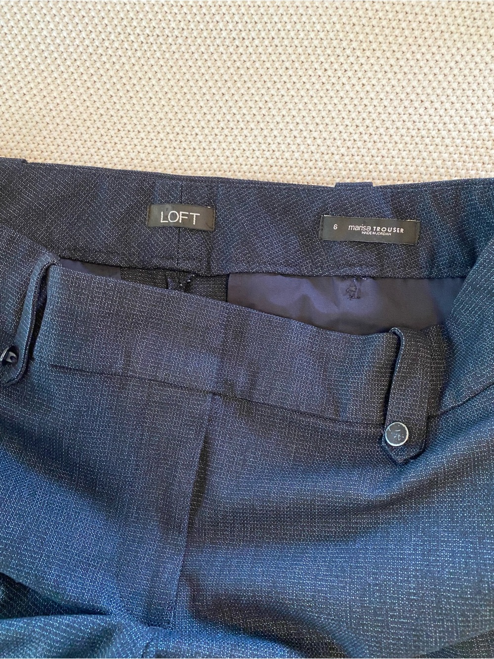 LOFT Dark Navy Straight-Leg Trousers - Picture 7 of 15